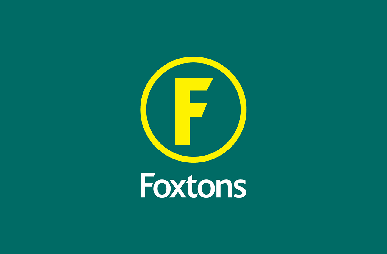 White and yellow Foxtons logo on green background