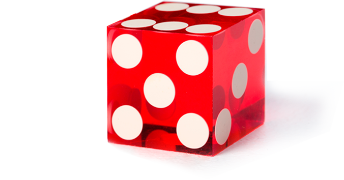 Red transparent plastic dice